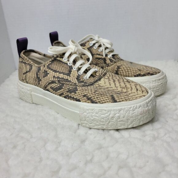 Eytys X H&M Collab Men's Fashion Sneaker Size 6 Platform Beige Snake Print - Picture 1 of 11